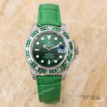 Swiss Quality Rolex Submariner Citizen 8215 Watch Green Leather Strap